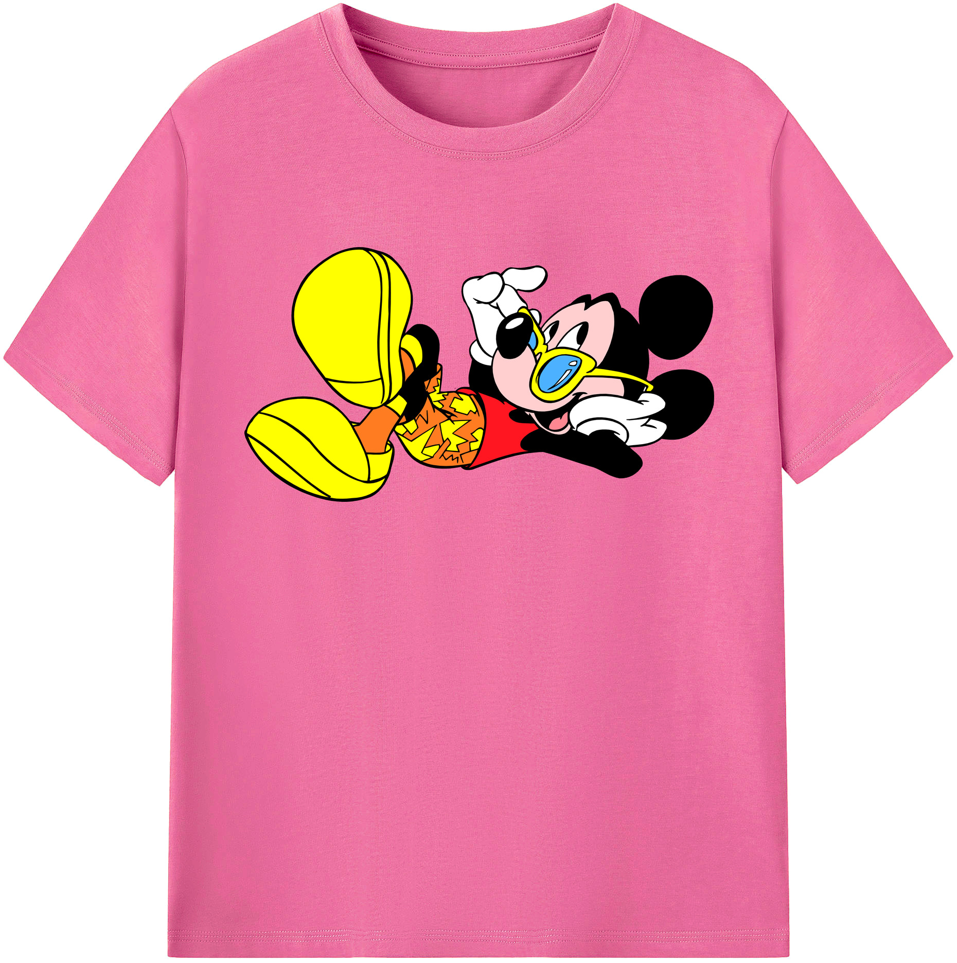 （画像用） ミッキーマウス Mickey Mouse レディースカジュアルプリントTシャツ（綿100％）
